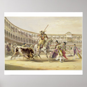 Póster Bull Charging a Picador, 1865 (color litho)