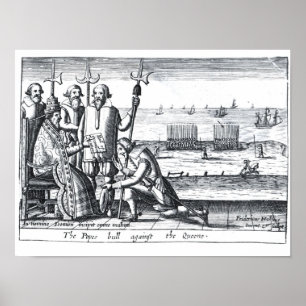Póster Bull del papa contra la reina en 1570