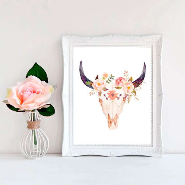Póster Bull Print, Boho Room Decor, Boho Wall Art (Subido por el creador)
