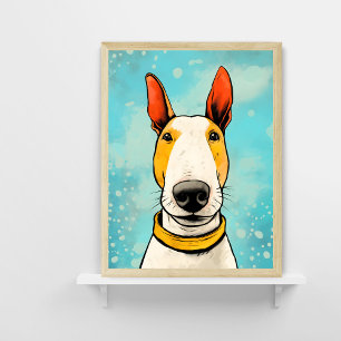 Póster Bull Terrier con perro colorido amarillo