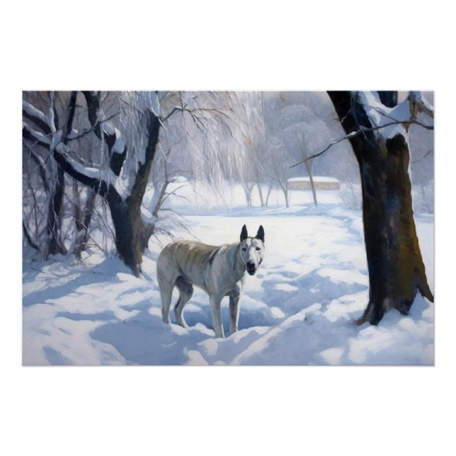 Póster Bull Terrier Deja que nieve Navidad (Anverso)