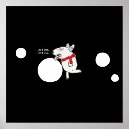 Póster Bull Terrier Doodle disfrutando de la nieve