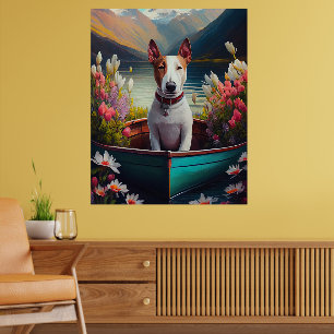 Póster Bull Terrier en un remo: Una aventura panorámica