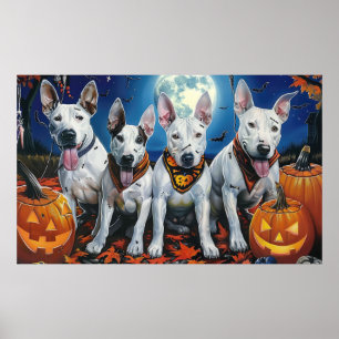 Póster Bull Terrier Halloween Espeluznante 