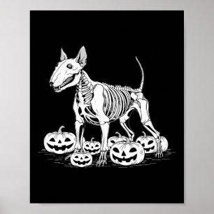 Póster Bull Terrier Skeleton Birthday Halloween Halloween