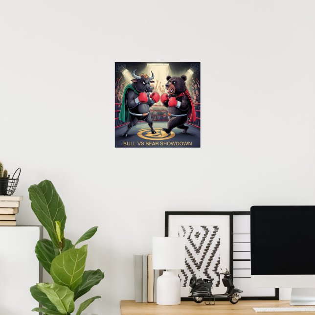 Póster Bull y Oso personalizados (Oficina en casa)