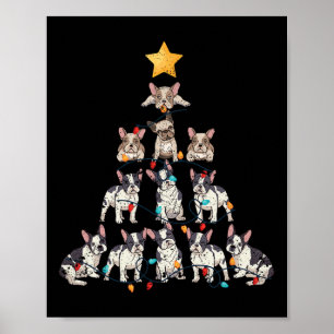 Póster Bulldog Árbol de Navidad Perro Frenchie Navidad Pj
