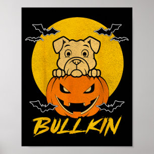 Póster Bulldog Calabaza Bullkin Halloween Divertido Amant