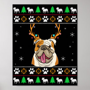 Póster Bulldog con cuernos en Navidades de la UGLY
