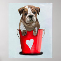 Bulldog Cubo De Amor Rojo