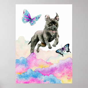 Póster Bulldog de foso Fantasy Watercolor Pop Art