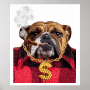 Póster Bulldog de Gangsta que fuma