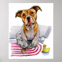 Bulldog de hoyo en pintura de color de agua de bar