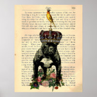 Bulldog de la página del libro de época Rey Poster