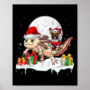Póster Bulldog de Santa Francia Riding Axolotl Navidades 