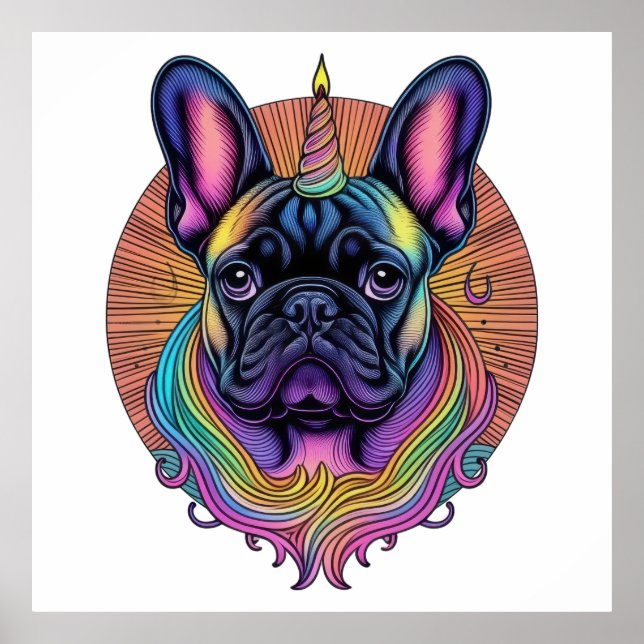 Póster Bulldog de Unicornio radiante (Frente)