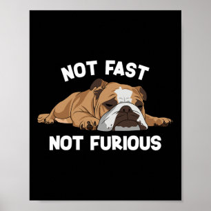 Póster Bulldog durmiendo no rápido no es divertido esloga