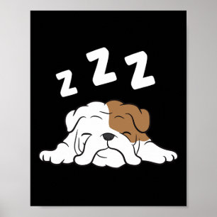 Póster Bulldog durmiente bulldog Bulldog divertido Pajama