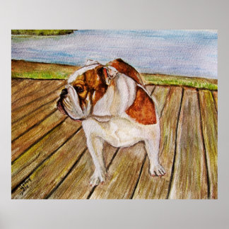 Póster Bulldog en el paseo marítimo