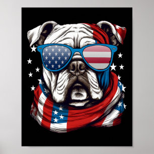 Póster Bulldog Estadounidense Patriótico 4 De Julio Amant