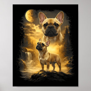 Póster ¡Bulldog francés! aullando a la luna meme 90s