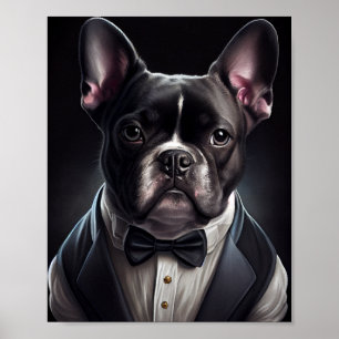 Póster Bulldog francés con esmoquin