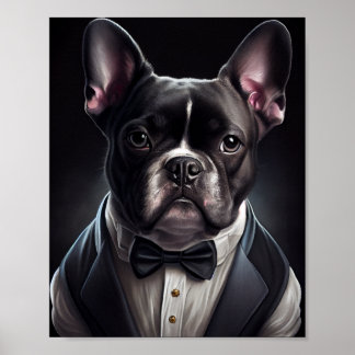 Póster Bulldog francés con esmoquin