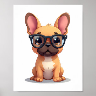 Póster Bulldog Francés con Gafas Copia