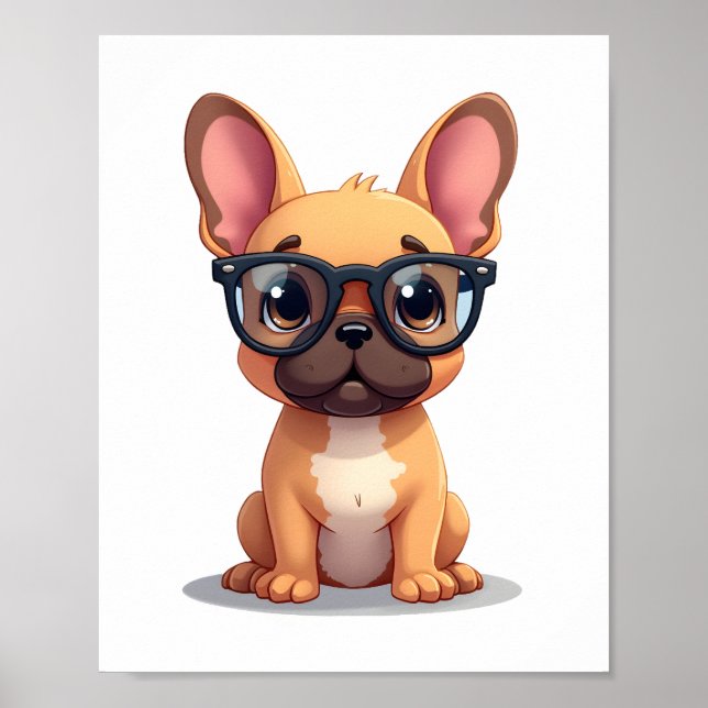 Póster Bulldog Francés con Gafas Copia (Frente)