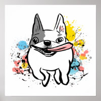 Bulldog francés Corriendo perro con pinturas