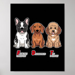 Póster Bulldog Francés Dachshund Toy Poodle Divertido Sut