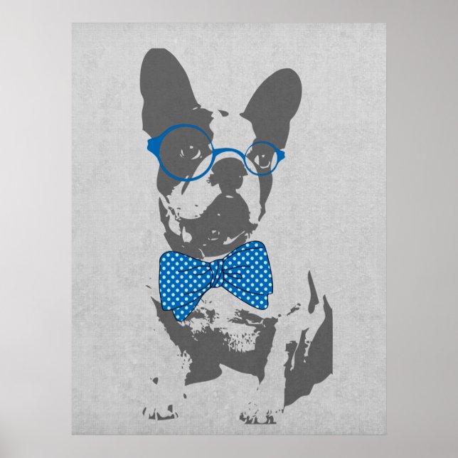 Póster Bulldog francés de animal de moda y divertido (Frente)