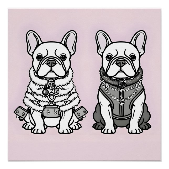 Póster Bulldog francés de moda estilo París (Anverso)