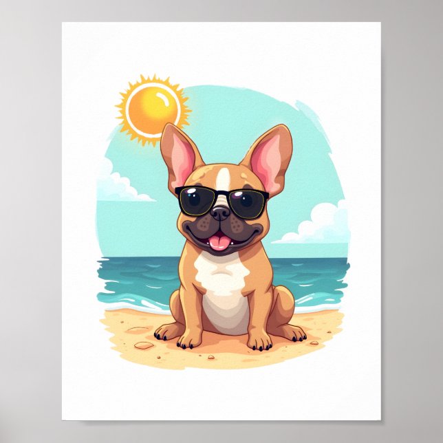 Póster Bulldog francés de vacaciones (Frente)