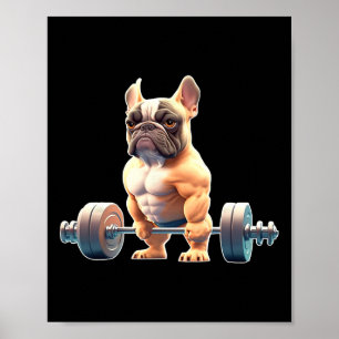 Póster Bulldog Francés Divertido Culturismo Gimnasio Fren