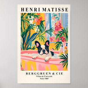 Póster Bulldog Francés En Bañera, Poster De Baño Gracioso