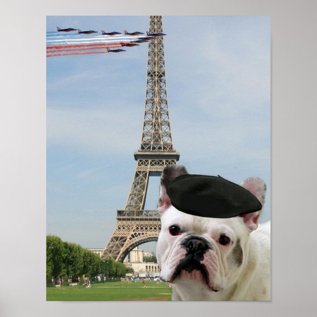 Póster Bulldog francés en París (Frente)