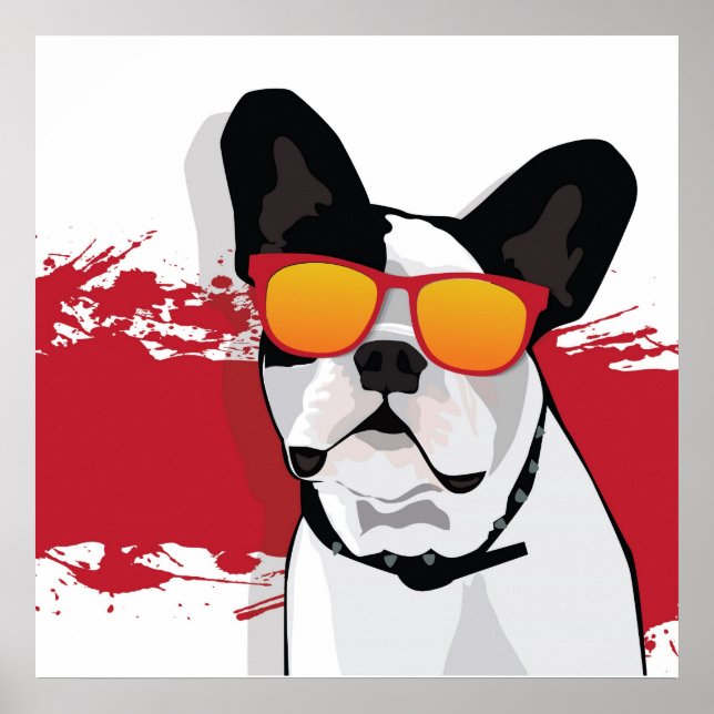 Póster Bulldog francés en Poster de gafas de sol (Frente)
