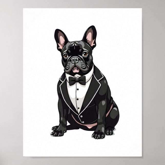Póster Bulldog francés en Tuxedo (Frente)