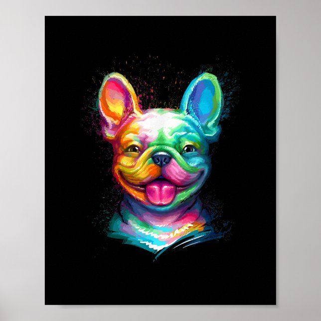 Póster Bulldog francés feliz cara sonriente (Frente)