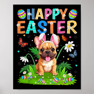 Póster Bulldog Francés Feliz Pascua de Resurrección Caza 