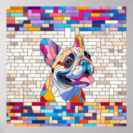 Póster Bulldog francés - Frenchie - mosaico colorido