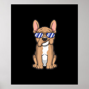 Póster bulldog francés fresco gafas de sol lindo regalo