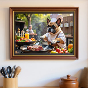 Póster Bulldog francés Grill Chef