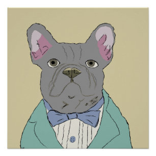 Póster Bulldog Francés Gris
