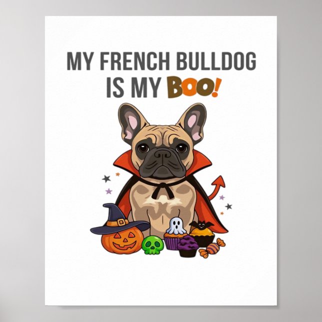 Póster Bulldog francés Halloween disfrazar mi toro francé (Frente)