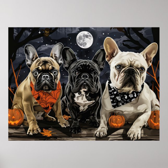 Póster Bulldog francés Halloween Spooky (Frente)