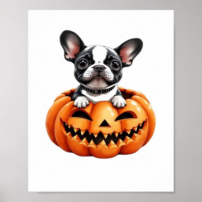 Póster Bulldog francés Happy Halloween calabaza Classic T (Frente)