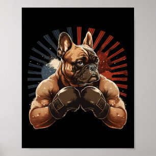 Póster Bulldog francés Kickboxing Martial Art Boxing Perr