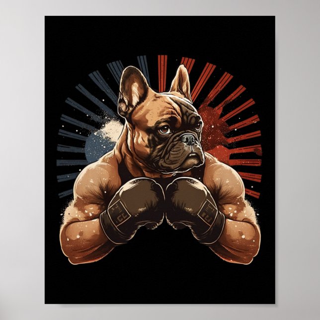 Póster Bulldog francés Kickboxing Martial Art Boxing Perr (Frente)
